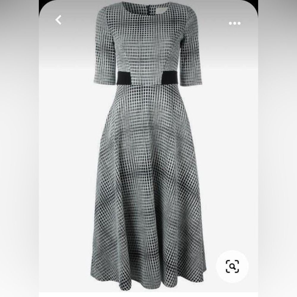 Goat Midi Dress blue black white check pattern dress Size 10 NWOT